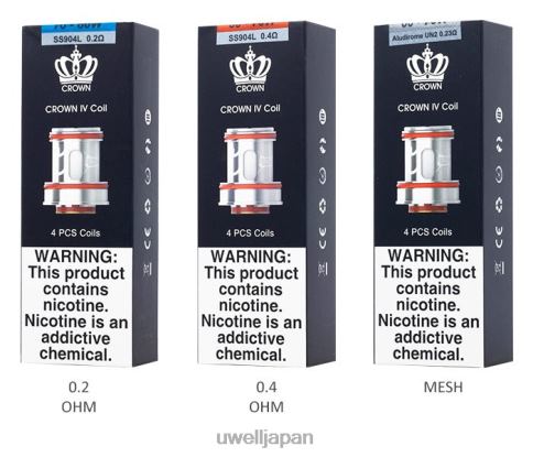 UWELL CROWN 4 交換用コイル（4個パック） | UWELL ベイプ un2 デュアルメッシュ 023Ω J0X2T184